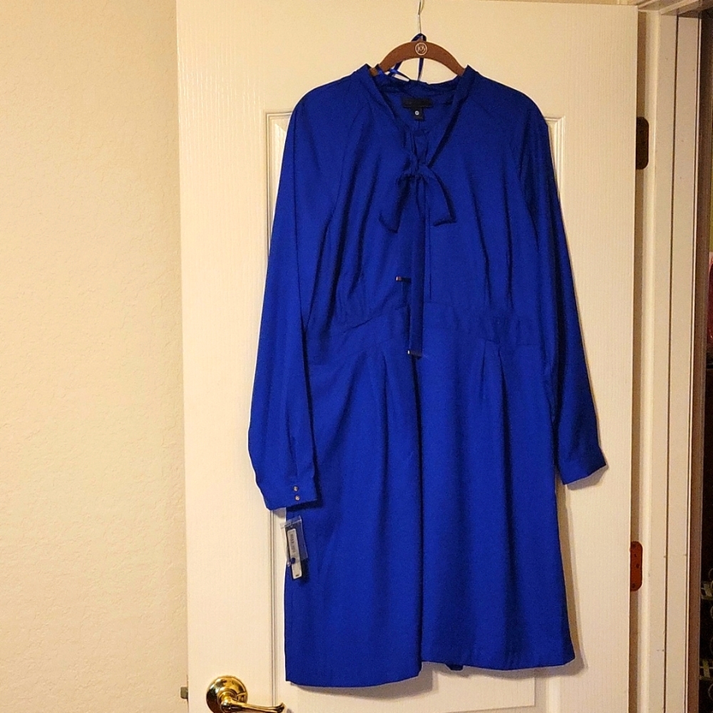 Worthington exotic blue pocketed dress size 16 petite